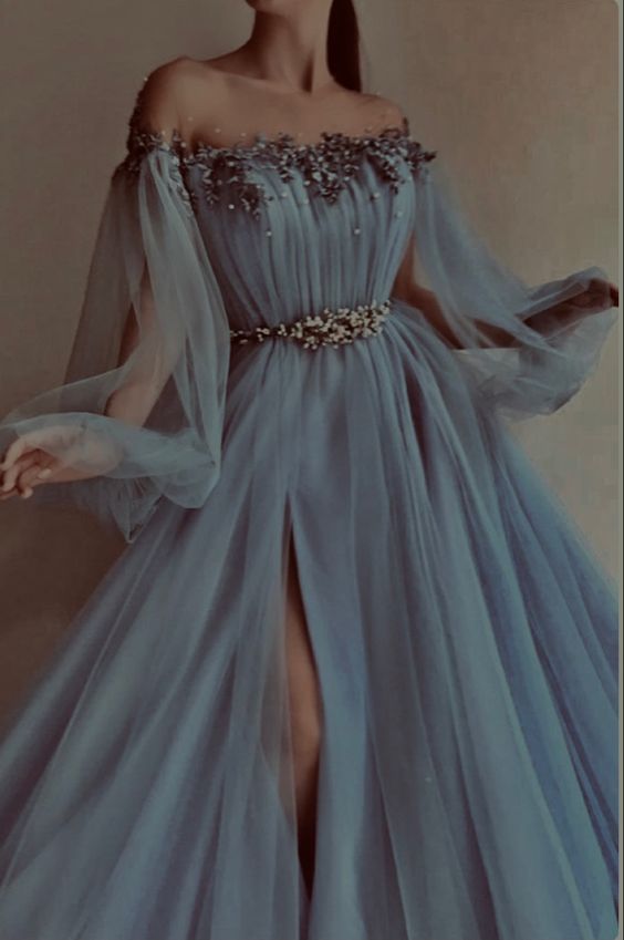 Blue A-line Evening/Prom Dresses fg1677