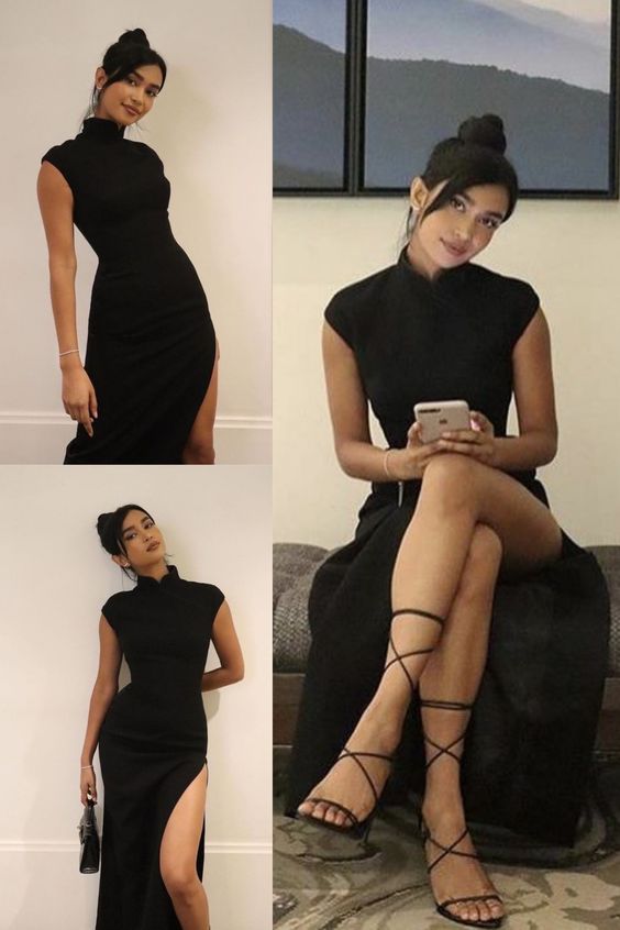 Black Unique Long Prom Dress With Slit fg2256