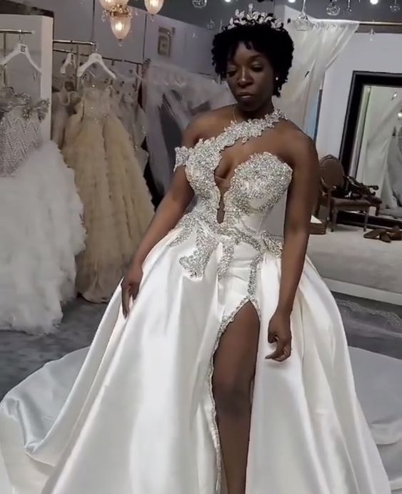 White prom dress Wedding Dress fg1899