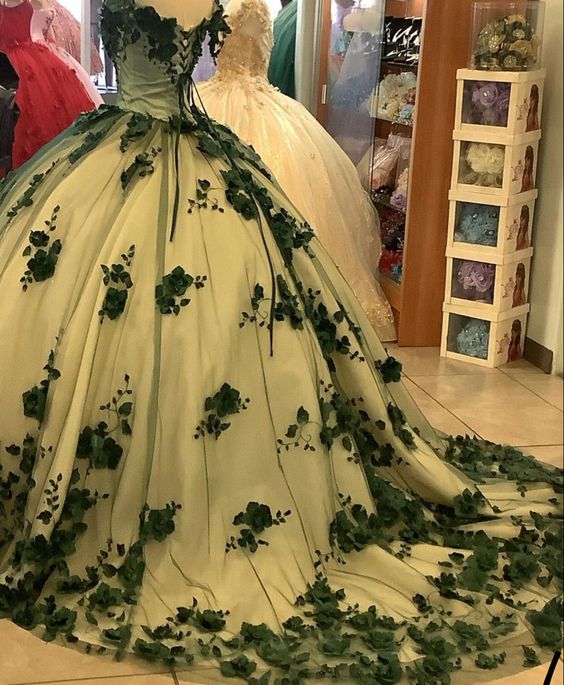 Green quinceañera dress Ball Gown Prom Dresses Evening Gown fg2867