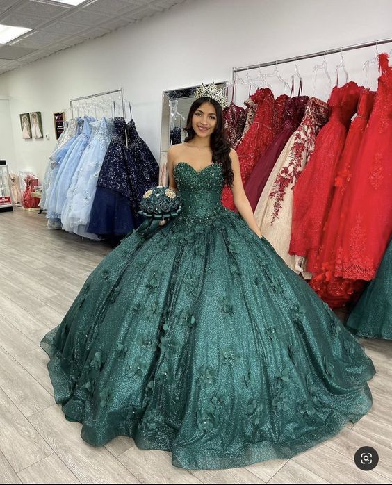 Green Ball Gown Long prom dresses evening party dress fg2324