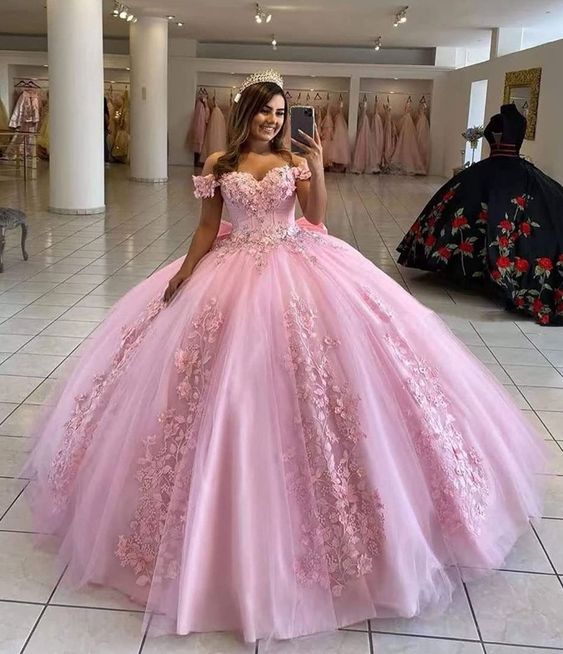 puffy prom dress, pink prom dress, tulle prom dresses, ball gown quinceanera dress fg2076