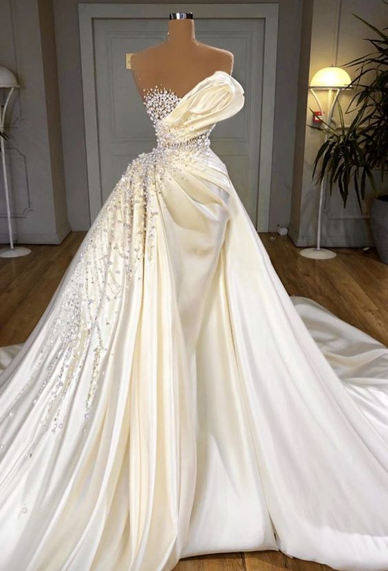 Long White Prom Dresses, Formal Evening Dress, Wedding Dress fg1325