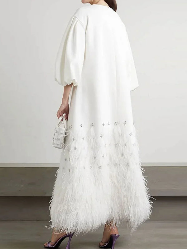 Chiffon Temperament Feather Ladies Dress