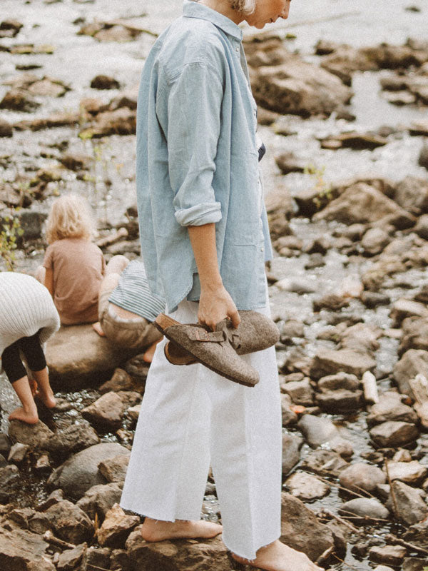 Solid Color Simple Cotton and Linen Women's Shirt