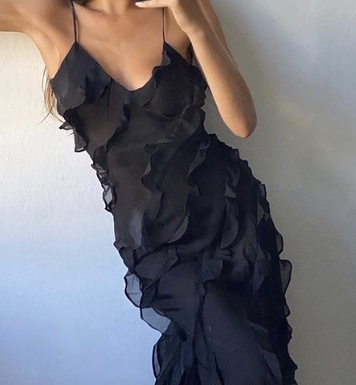 Red/Black elegant fashion spaghetti straps long layered chiffon ruffled ball gown, evening dress, party dress gh2738