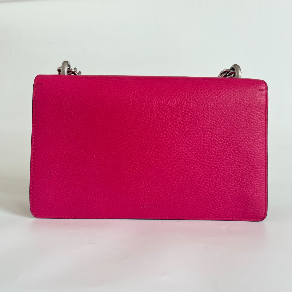 Gucci Fuchsia Leather Small Dionysus Crystals Shoulder Bag