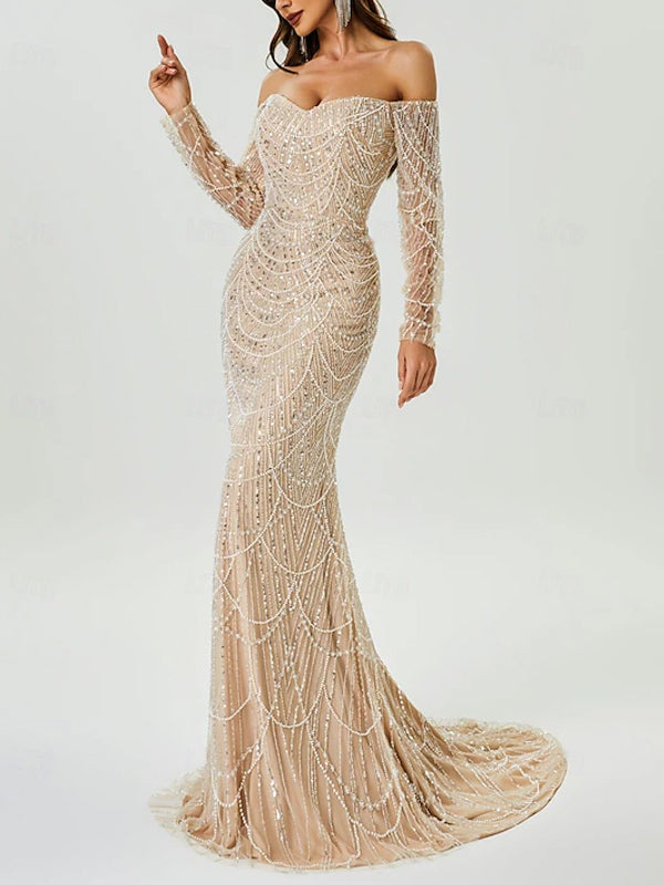 Solid Color Sequined Tube Top Maxi Dress