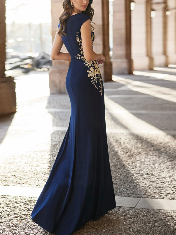 V-neck Printed Sleeveless Maxi Dress