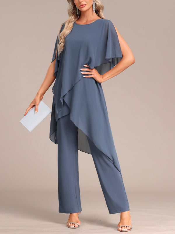 Round Neck Solid Color Jumpsuit