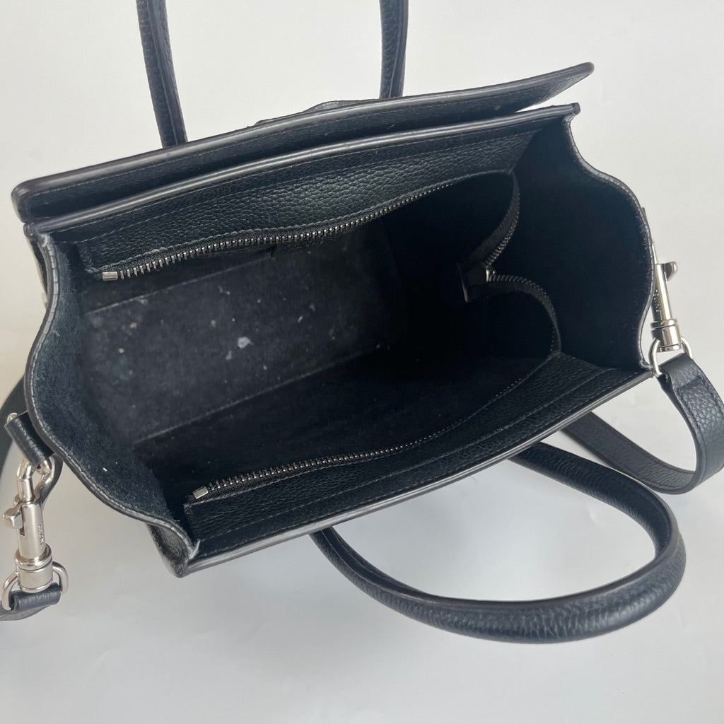 Celine textured black leather nano luggage bag with strap