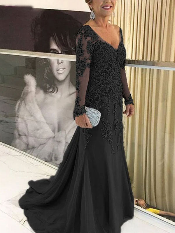 Hand-embroidered Trailing Elegance Evening Gowns