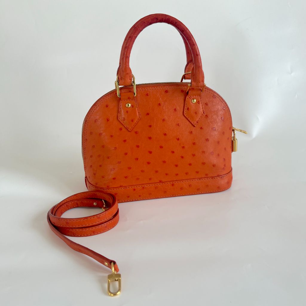 Louis Vuitton Orange Alma BB orange ostrich leather bag