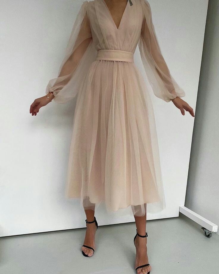 Graduation dress Short A Line Prom Dresses V Neck Long Puff Sleeve Tulle Formal Wedding Evening Party Dresses For Graduation fg2856