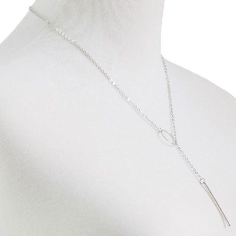 Simple chain metal ring necklace with short length