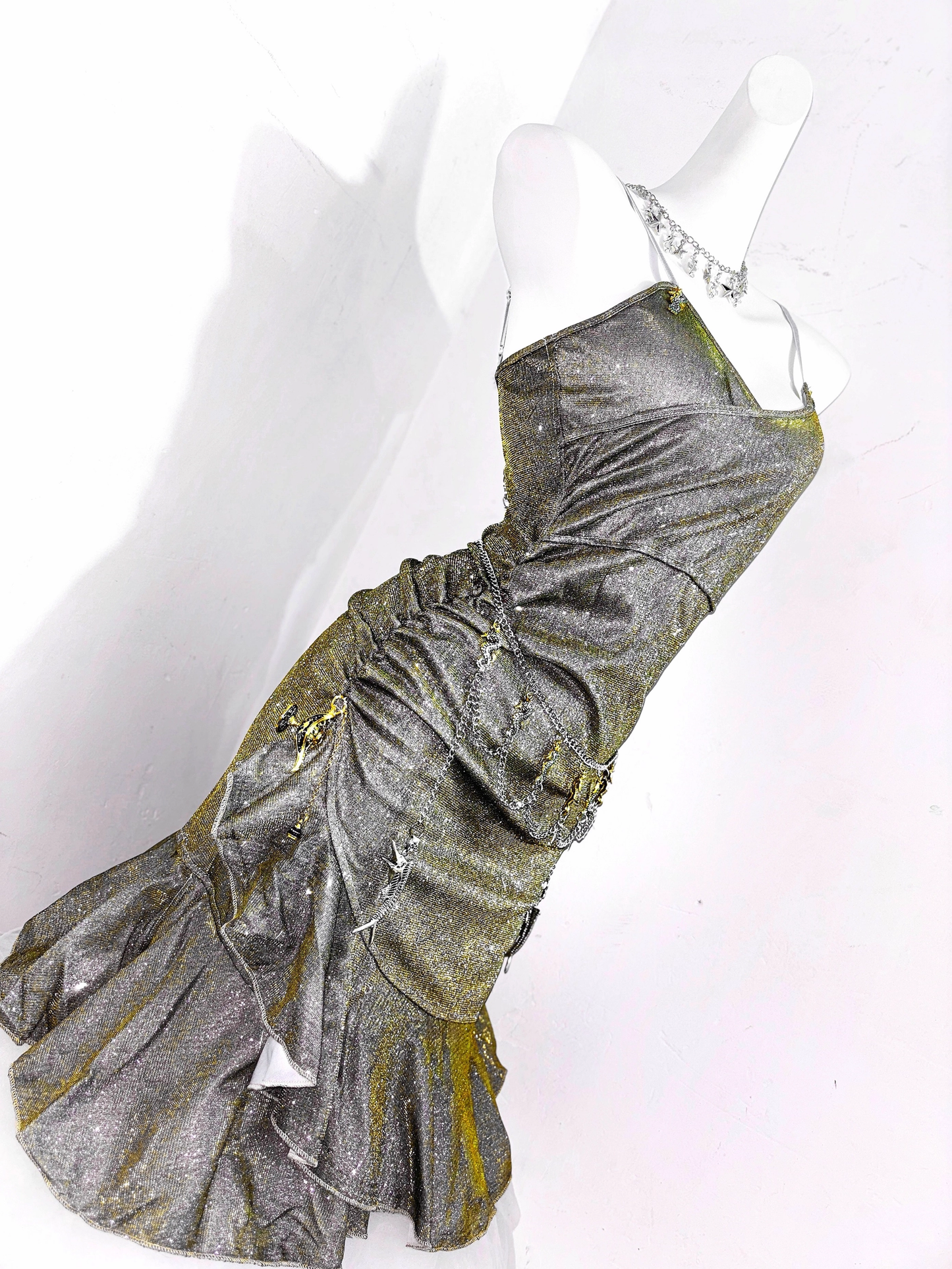 Vintage Green Spaghetti Straps Ruffle Short Homecoming Dress Birthday Outfits S609