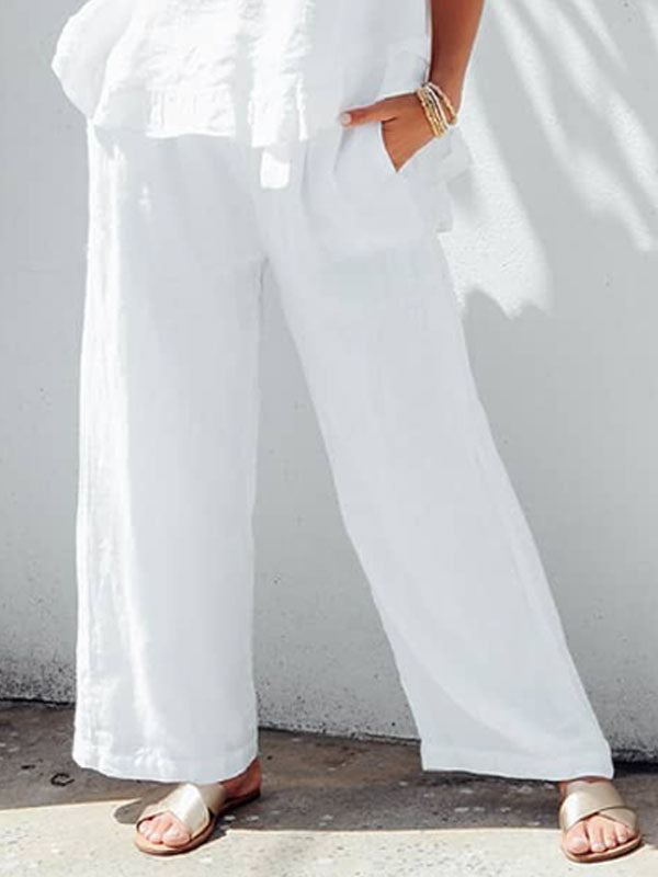 Ruffle Edge Cotton Linen Women's Suit