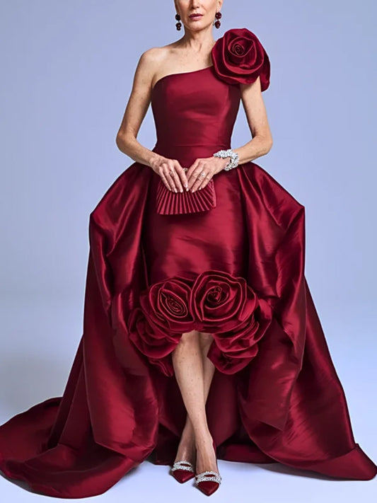 Off-shoulder Three-dimensional Tailoring Solid Color Maxi Dress