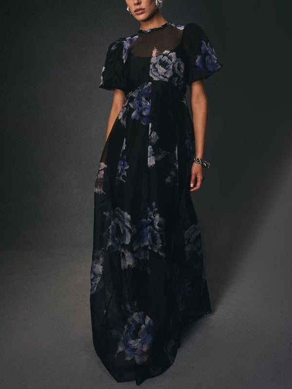 Organza Temperament Round Neck Temperament Women's Dress