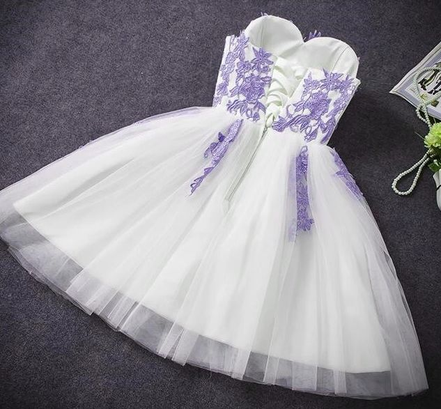 A-line Blue Sweetheart Strapless Appliques Homecoming Dresses SH790