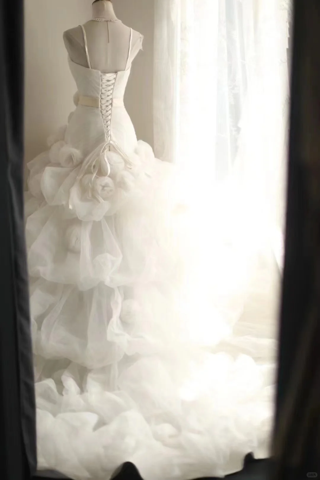 Romantic White Tulle Pleated A Line Princess Wedding Dress S538