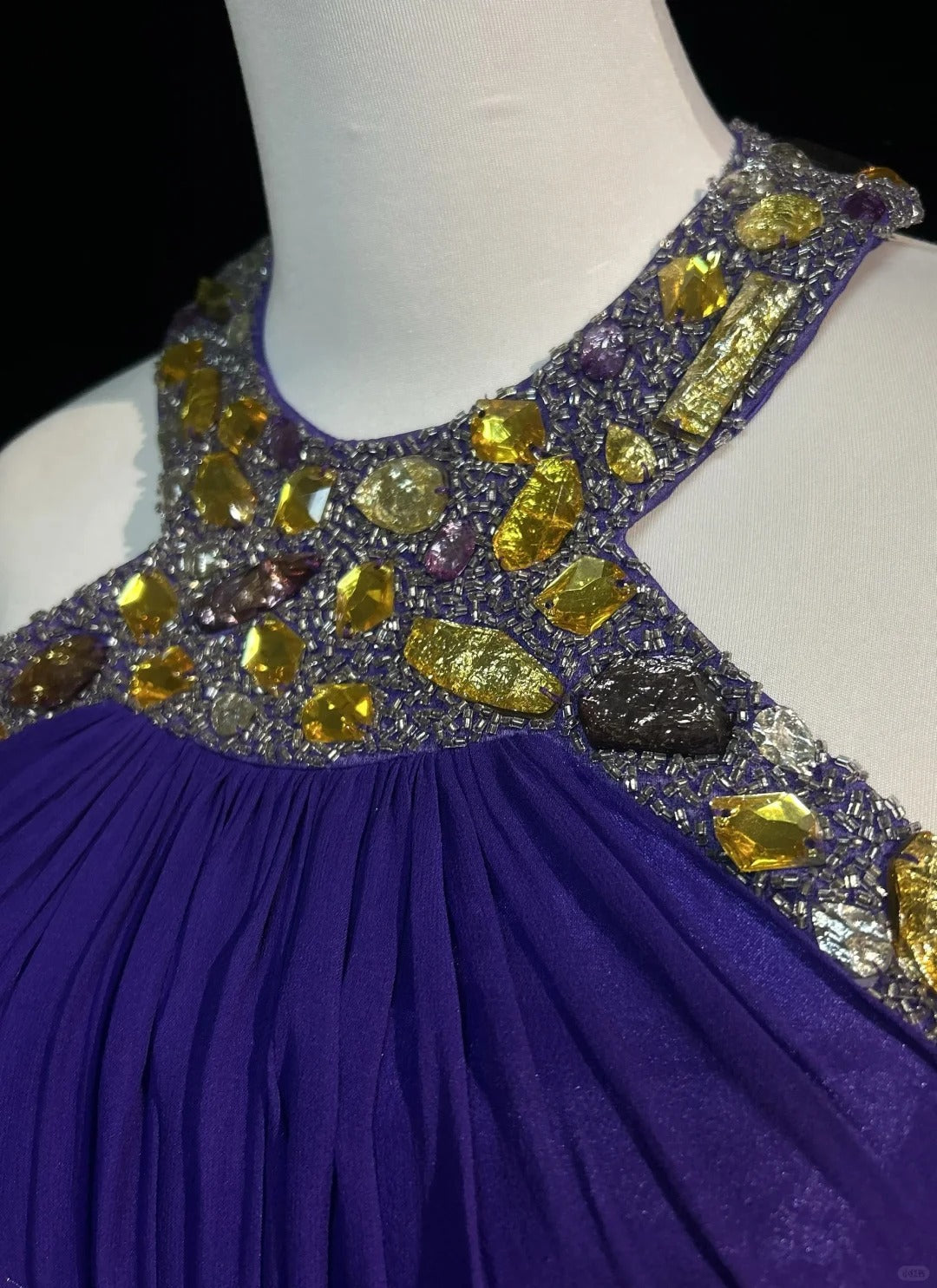 Purple Vintage Fashion Elegant Exquisite Gem Rhinestone Beading Long Floor Length Tulle Ball Gown Evening Dress Party Dress Prom Dress gh3863