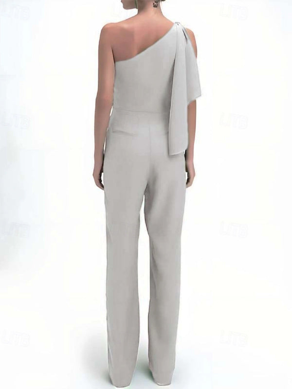 Off-shoulder Solid Color Jumpsui