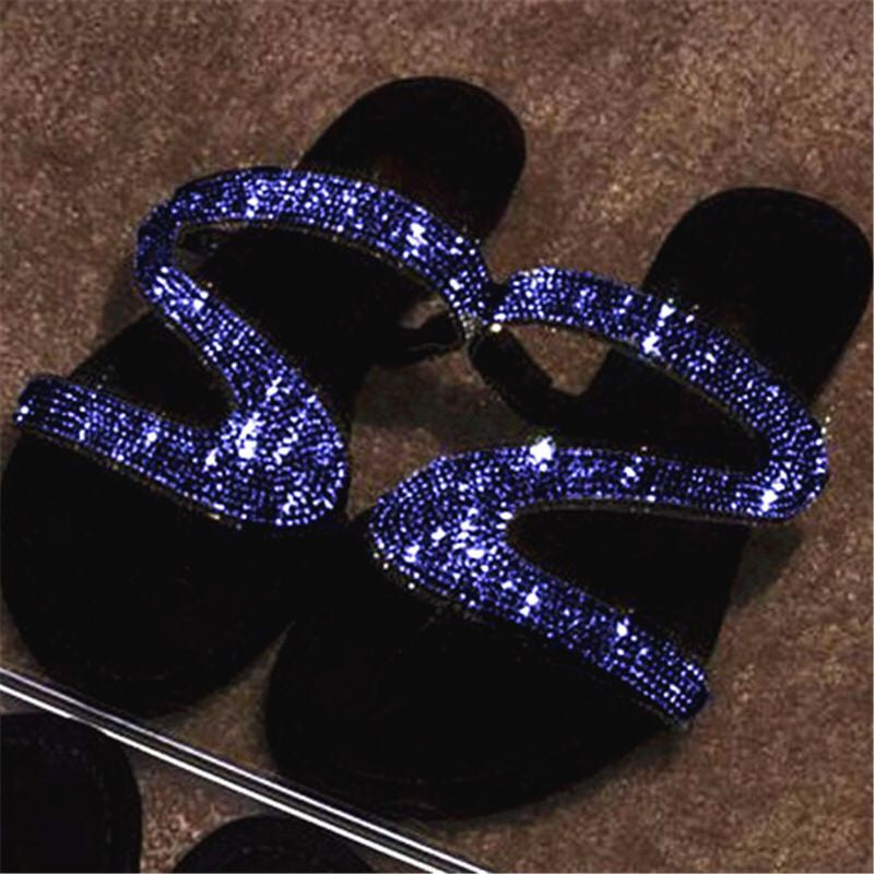 Diamond Flat-soled Ladies Shoes Women Slippers