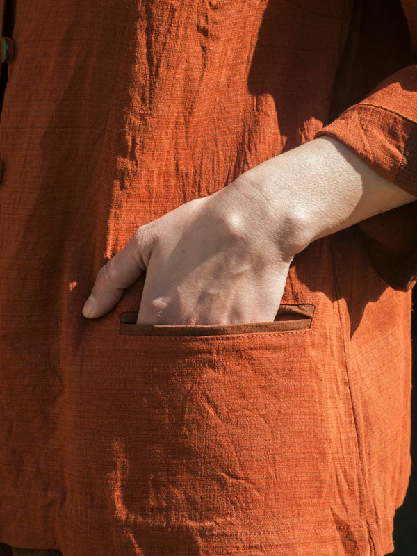 Single-breasted Cotton Linen Ladies Suit