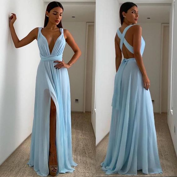 Blue Prom Dress,Long Evening Dress fg4694