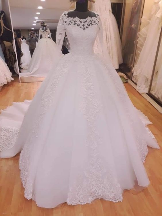 A Line Lace Wedding Dresses Poofy Dress fg4879