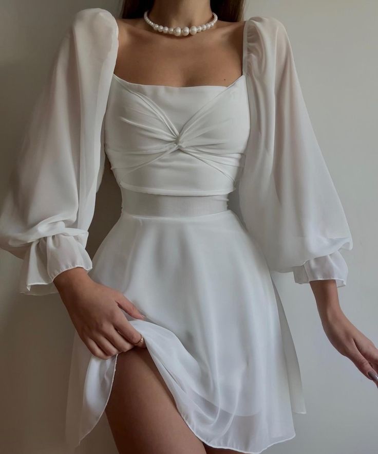 Chiffon Homecoming Dresses Long Sleeves Short Prom Dress, Homecoming Dresses fg5076