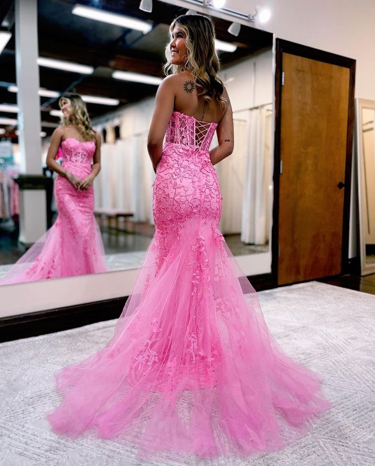 Cute Mermaid Sweetheart Lace Long Prom Dresses fg4698