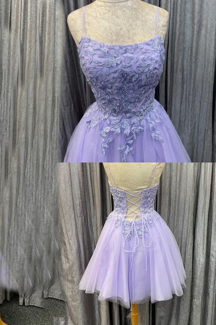 Princess Lavender Appliques Short A-line Homecoming Dress fg4410
