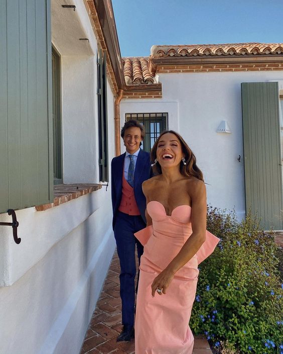 Blush Pink Long Prom Dresses With Bowknot Back fg4755