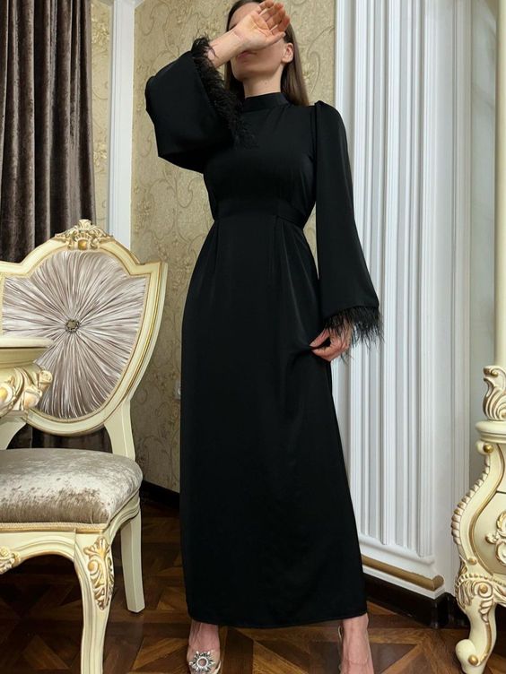 Elegant Black Prom Dresses A Line Ankle Length Party Gown for Women fg4637