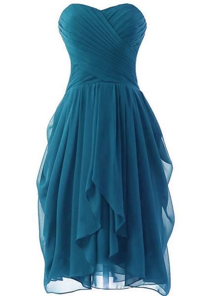 Beautiful Teal Color Short Bridesmaid Dress, Chiffon Sweetheart Short Party Dress fg5030