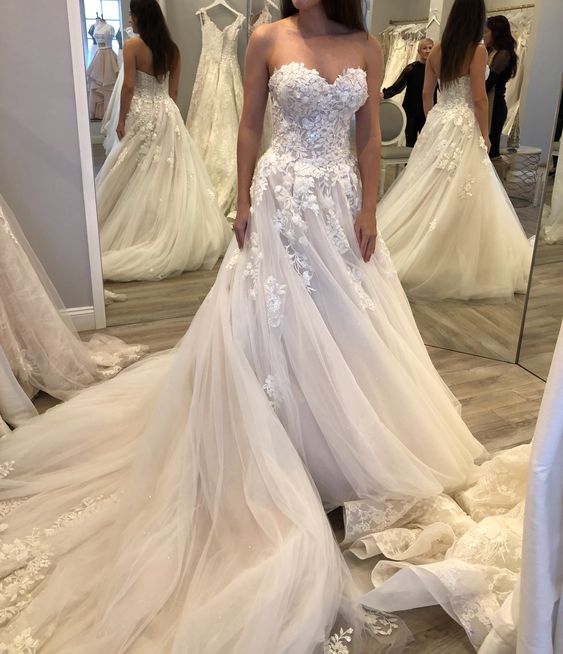 A Line Strapless Party Prom Gown for Women, Wedding Dress fg4666