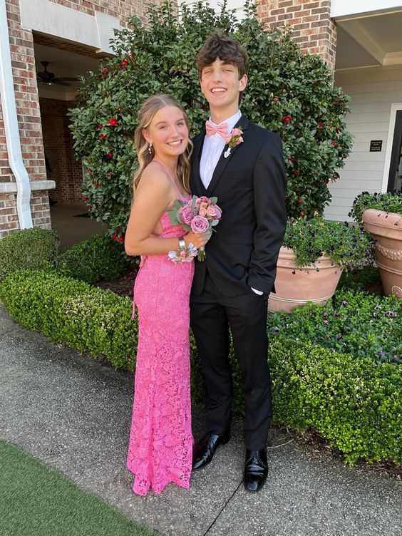 Pink Spaghetti Straps Long Party Prom Dresses, Evening Dress fg4979