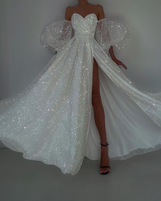 Puffy sleeves long prom dress formal evening dress fg4803