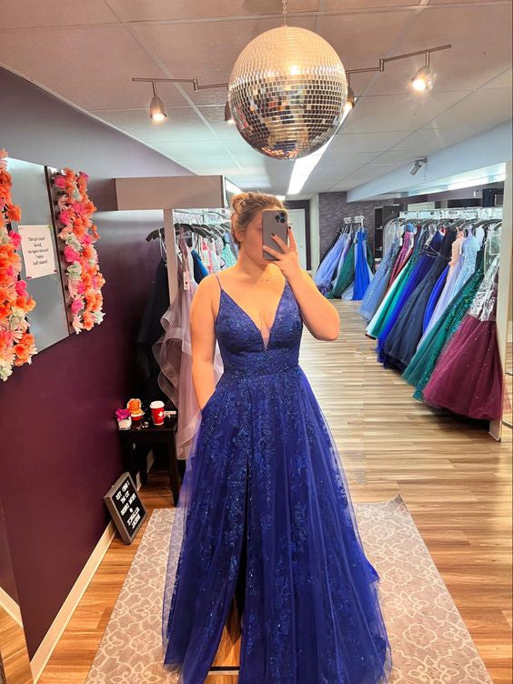 Blue Long Prom Dress, Formal Graduation Evening Dress fg5037