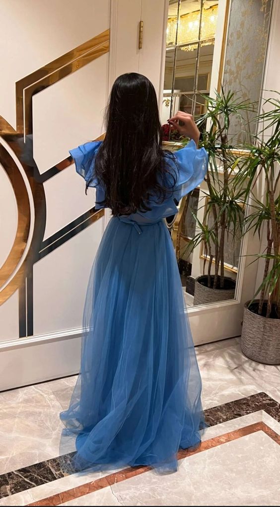 A Line Blue Prom Dresses Evening Party Gowns Formal Occasion Dress fg4625