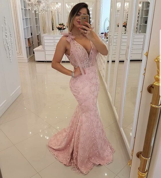 Cute Pink Evening Gown Mermaid Party Dress Elegant Sexy Formal Wear for Special Occasion Fashion fg4852