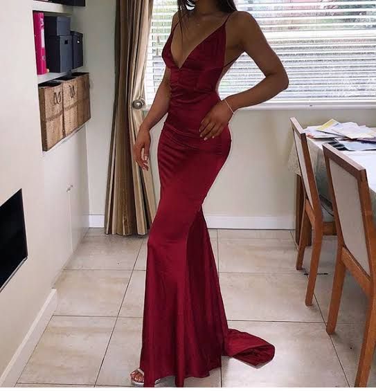 Simple Mermaid with Spaghetti Straps Evening Dress Prom Dress fg5050