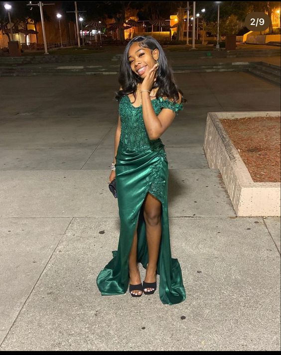 Off The Shoulder Green Prom Dresses Long Formal Dresses fg5276