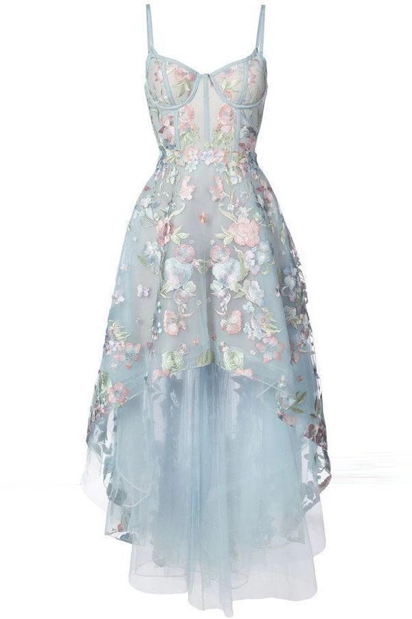 Spaghetti Straps Sweetheart Asymmetrical Prom Dress fg5178