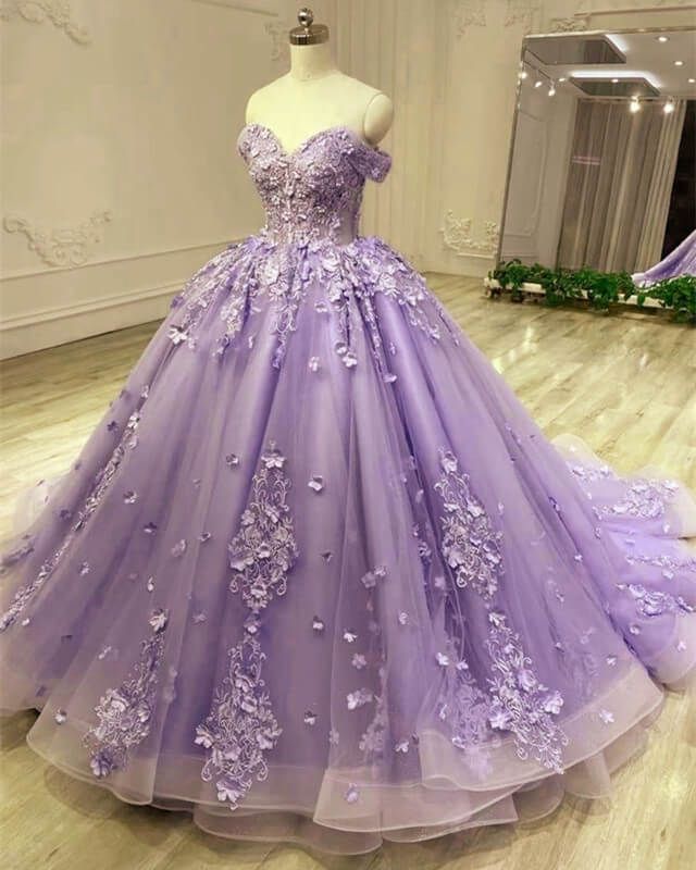 Tulle Ball Gown 3D Lace Appliques Dress fg4463