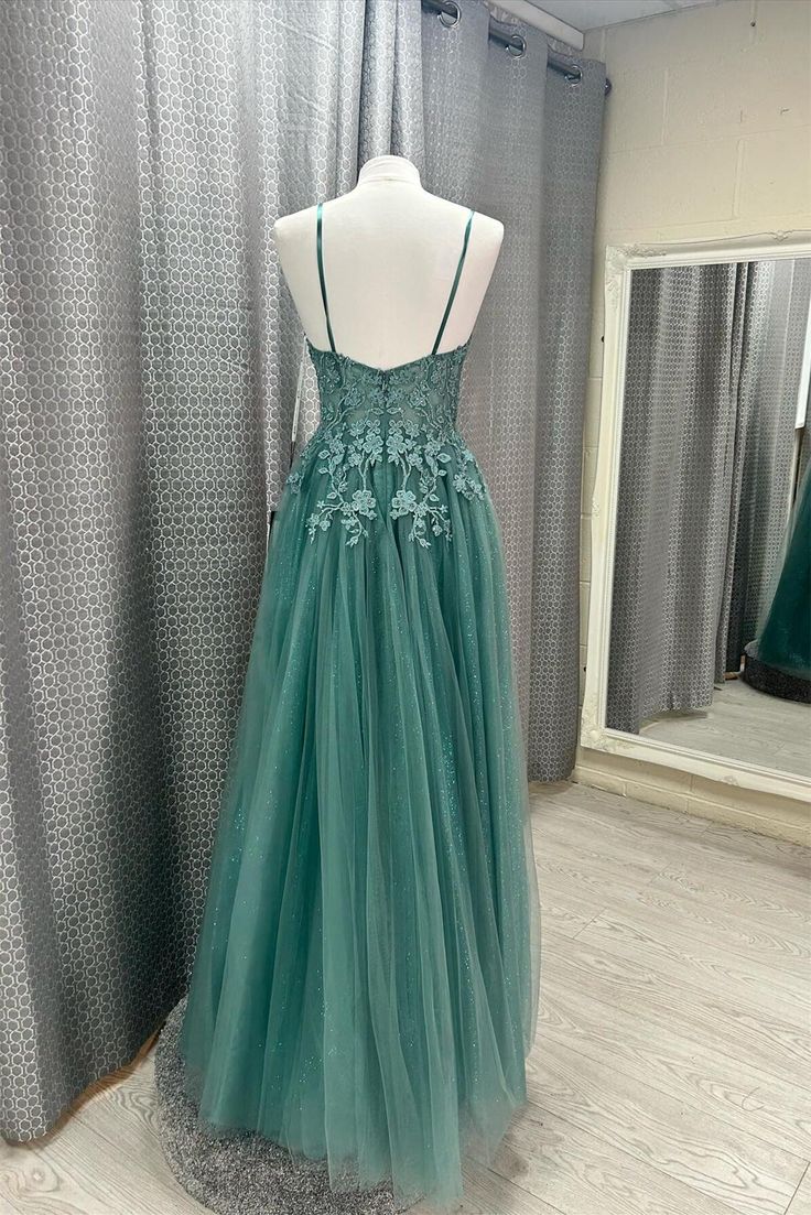 Straps Lace Appliques Long Prom Dress fg4886