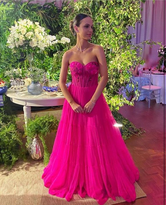 Hot Pink Long Prom Dress Formal Graduation Evening Dresses fg4761