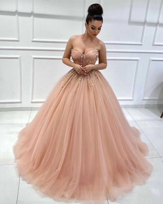 ball gown prom dresses sweetheart neck beaded elegant pageant dresses for women fg4392